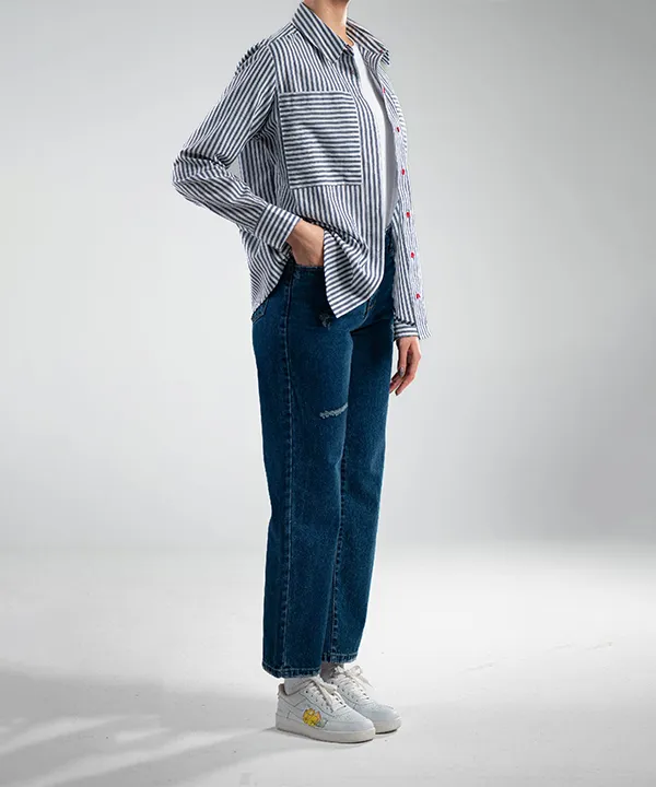 شومیز مروارید راه راه 1