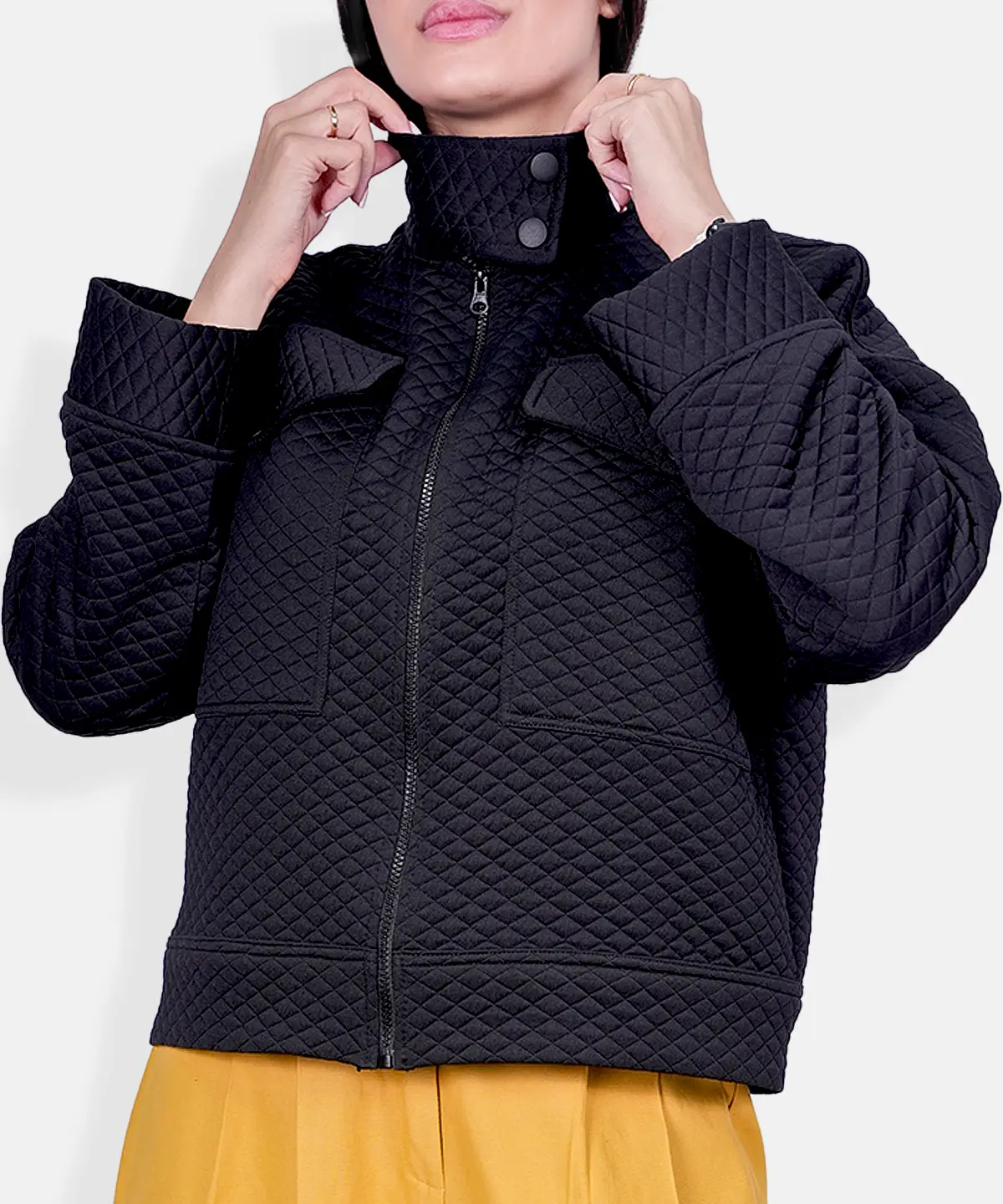 NEGAR-BLACK-2 کت پاییزه زنانه زیپ دار مدل نگار مشکی