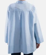 مانتو آبی راش جلو باز