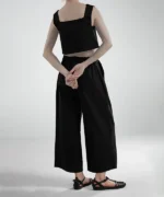 کراپ تاپ کتان یقه مربعی پردیس