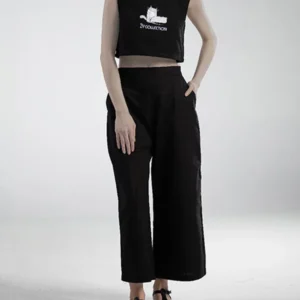 کراپ تاپ کتان یقه مربعی پردیس