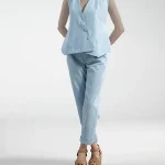 جلیقه کتان دکمه دار مدل آوا