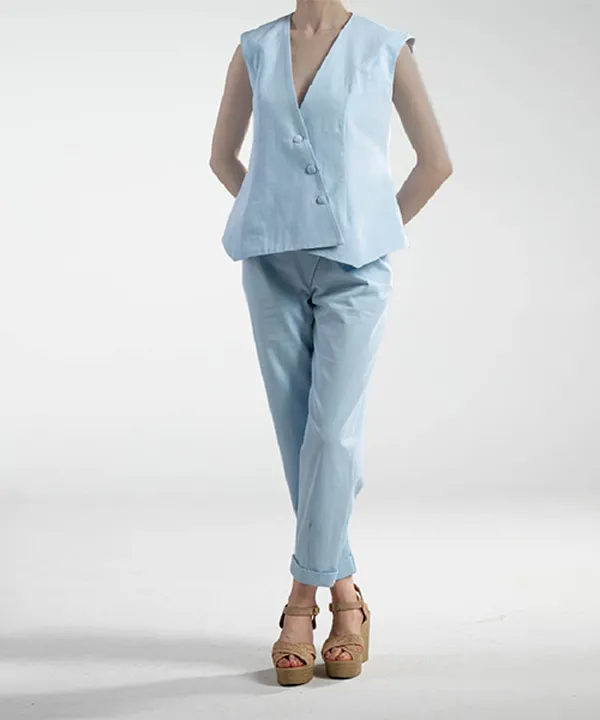 جلیقه کتان دکمه دار مدل آوا