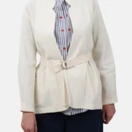 کت لینن جلو باز ترگل