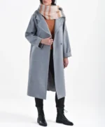 پالتو بلند یقه انگلیسی مدل اورانوس طوسی