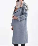 پالتو بلند یقه انگلیسی مدل اورانوس طوسی