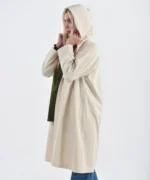 بارانی جلو باز بژ مدل ترنج