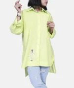 شومیز کاهویی لینن آستین بلند مدل ناریا