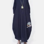 پیراهن کفتان لینن سرمه