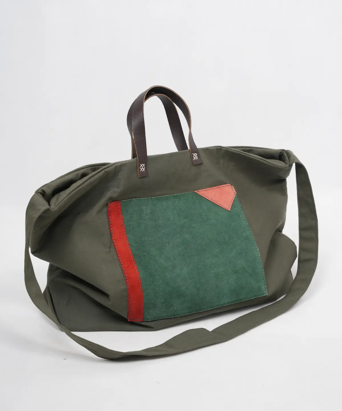 کیف کتان آستر دار سبز مدل پالیز