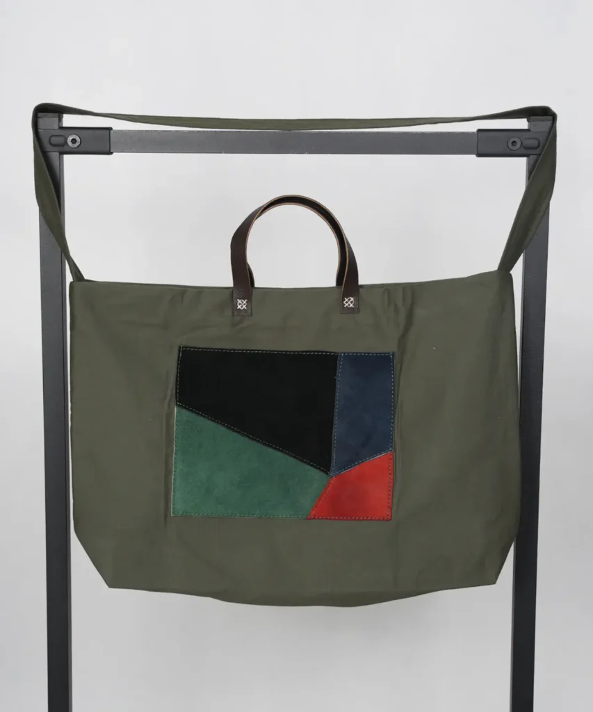 کیف کتان آستر دار سبز مدل پالیز