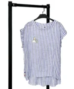 بلوز لینن یقه گرد مدل مهرک