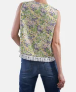 جلیقه لینن اسلب یقه گرد مدل نازگل