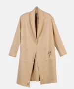 مانتو کرم پاییزه جلو باز مدل فرنوش