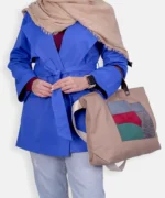 بارانی آبی میکرو جلوباز مدل ماریا