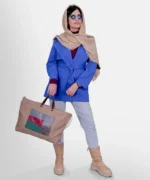 بارانی آبی میکرو جلوباز مدل ماریا