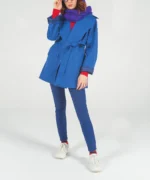 بارانی آبی میکرو جلوباز مدل ماریا