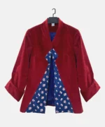 کت زرشکی ارغوانی جلوباز مدل پرگل