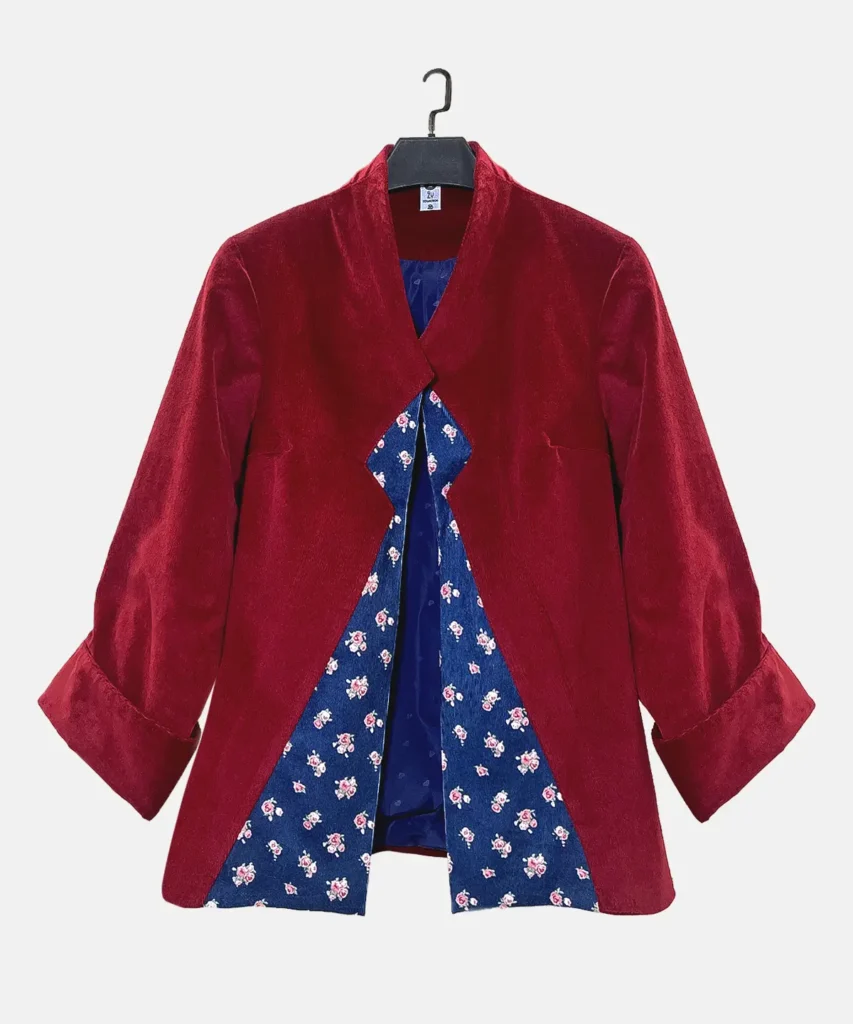 کت زرشکی ارغوانی جلوباز مدل پرگل