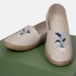 کفش کنفی کرم طرح گلدان