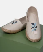 کفش کنفی کرم طرح گلدان