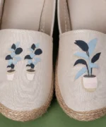 کفش کنفی کرم طرح گلدان