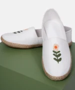 کفش کنفی سفید طرح گل