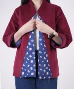 کت زرشکی ارغوانی جلوباز مدل پرگل