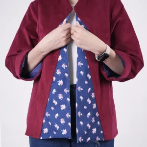 کت زرشکی ارغوانی جلوباز مدل پرگل