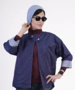 کت کتان سورمه ای دورو مدل پوپک