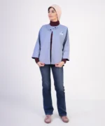 کت کتان آبی دورو مدل پوپک