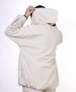 سویشرت کرمی کتان زیپ دار مدل آبان