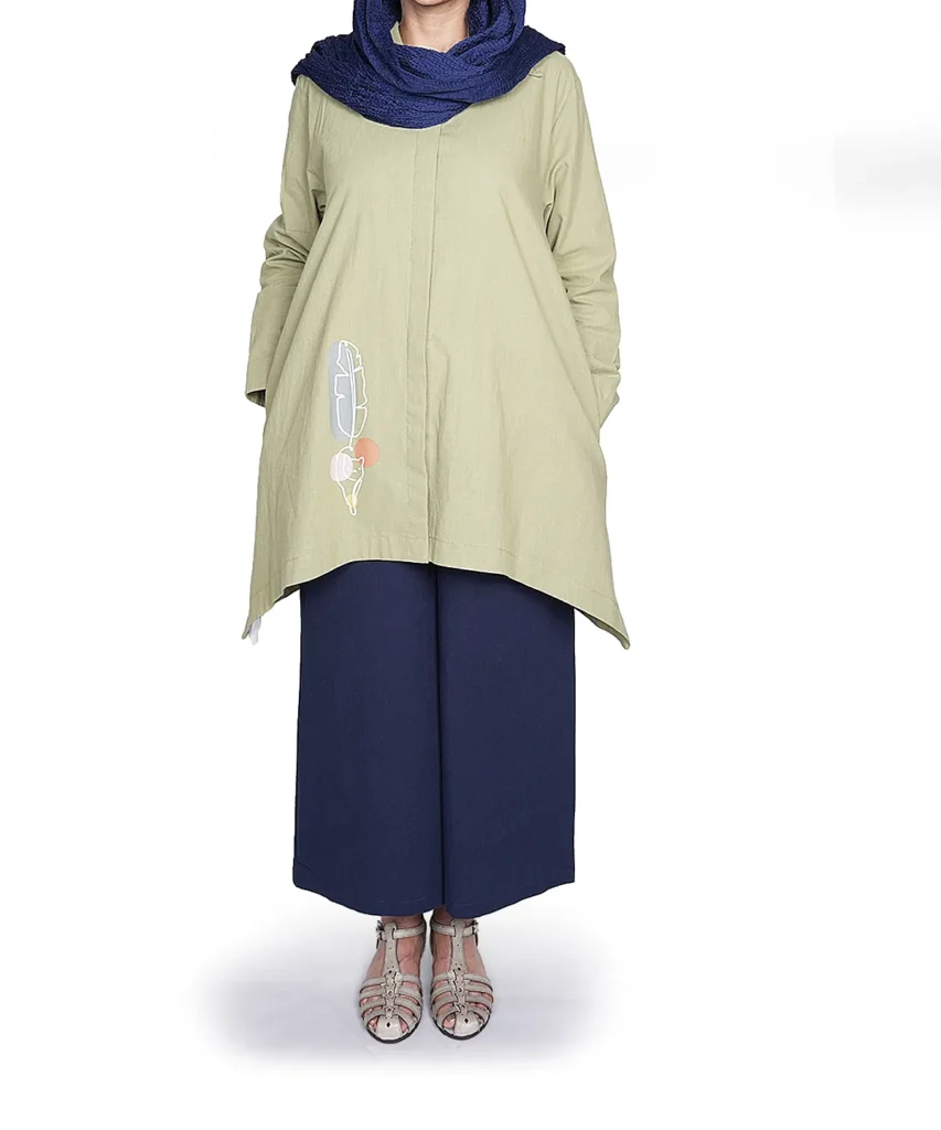 مانتو بهاره لینن دکمه دار مدل ماه