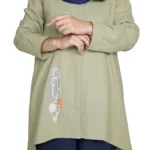 مانتو بهاره لینن دکمه دار مدل ماه