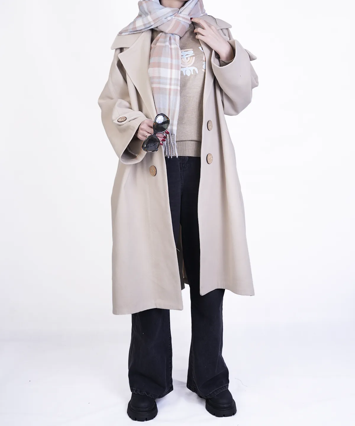 پالتو بلند یقه انگلیسی مدل ونوس