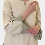 پیراهن کتان بلند جلو بسته مدل بهسا