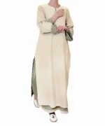 پیراهن کتان بلند جلو بسته مدل بهسا