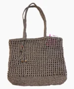 کیف بافت رافیا مدل دریا - قهوه ای