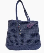 کیف بافت رافیا مدل دریا - سرمه ای